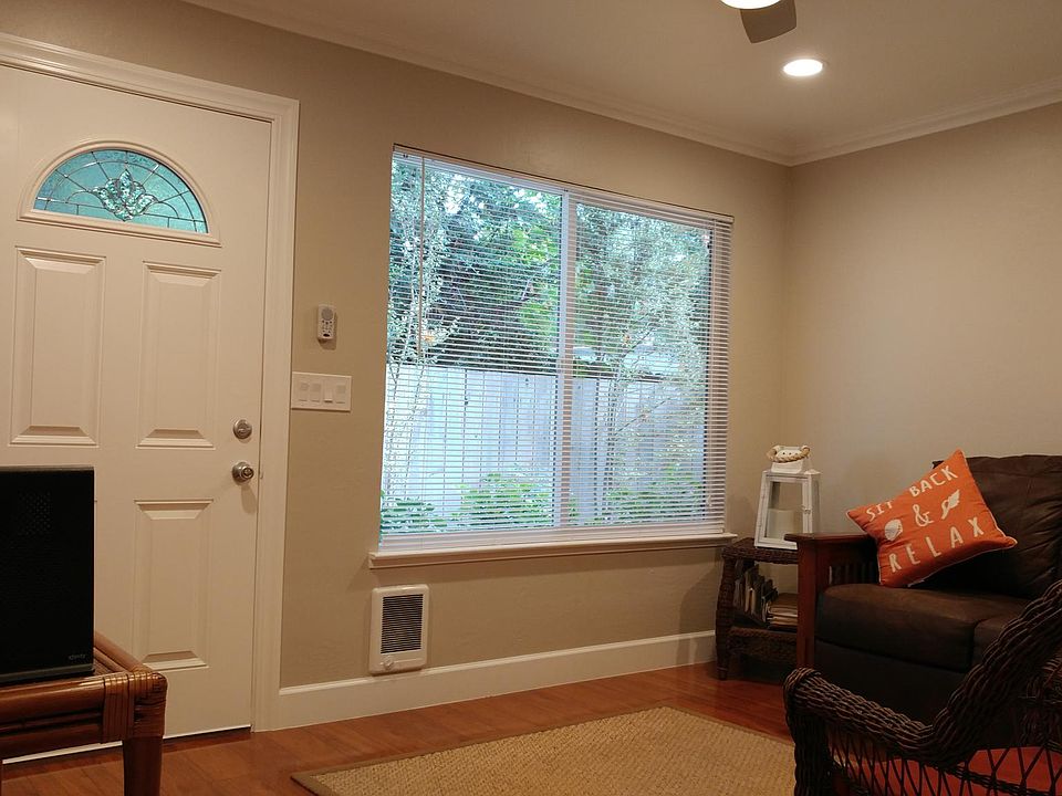 Front door and living room