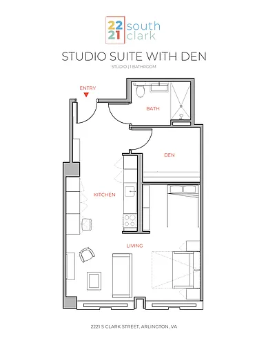 Floor plan 1 Bed 1 Bath - 625 sqft