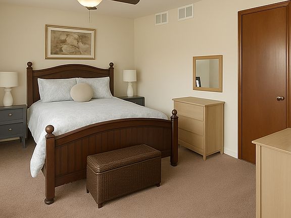 _ Spacious bedroom measuring 20 ft. x 11 ft. _ plenty of room for a king-sized bed plus a vanity or desk setup