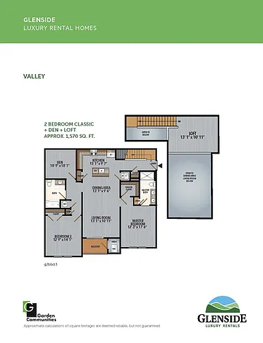 Floor plan $2.38/sq.ft. - Two Bedroom Classic with Den and Lo