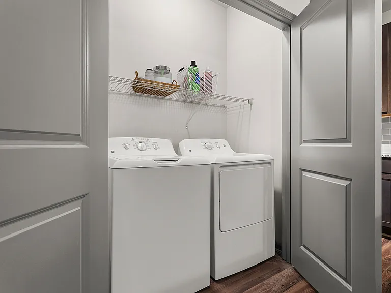 Simplify your routine with a washer and dryer inside your home.