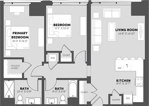 Floor plan 2 Bed/2 Bath-B8