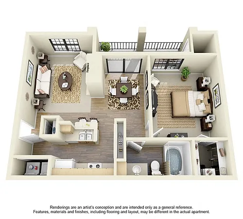 Floor plan 1 Bed 1 Bath - C