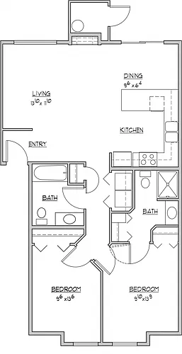 Floor plan 2 Bedroom 2 Bathroom