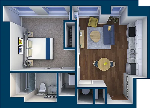 Floor plan Suite Style 20 - 1 Bedroom 1 Bath