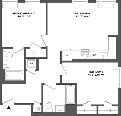 Floor plan 2 Bed/2 Bath-2B-2.3