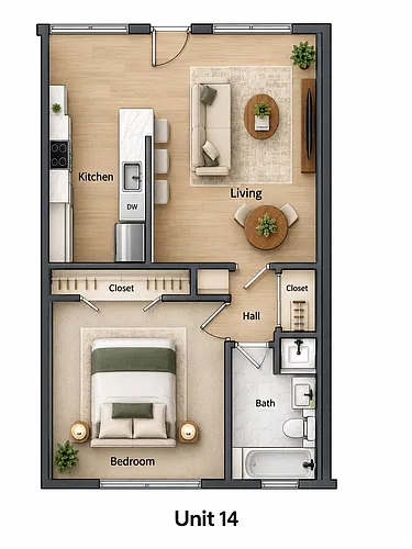 Floor plan 1 bed