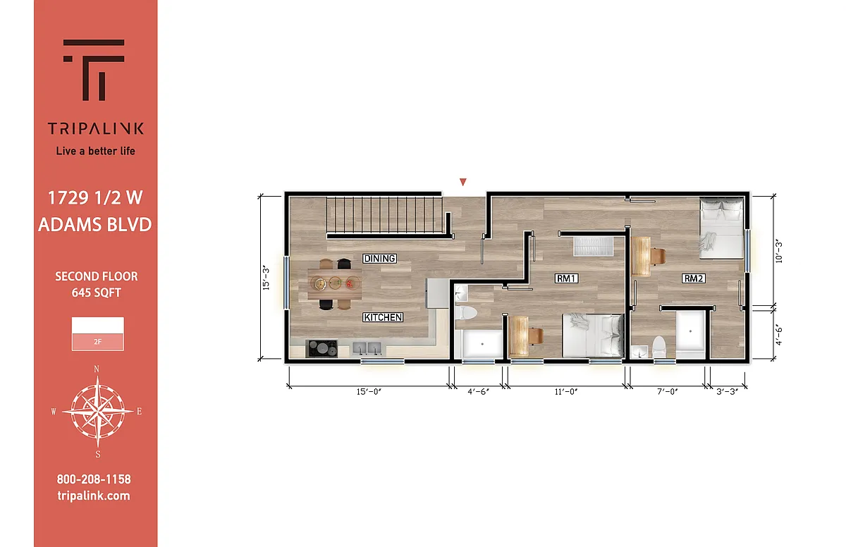 Floor plan 1729 1/2 W Adams Blvd