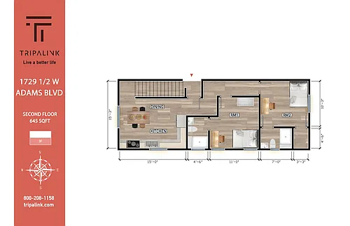 Floor plan 1729 1/2 W Adams Blvd