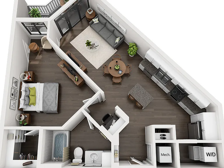 Ellison On Broad - Gingham (A3) - 1 Beds - 1 Baths - 770 Sq. ft.