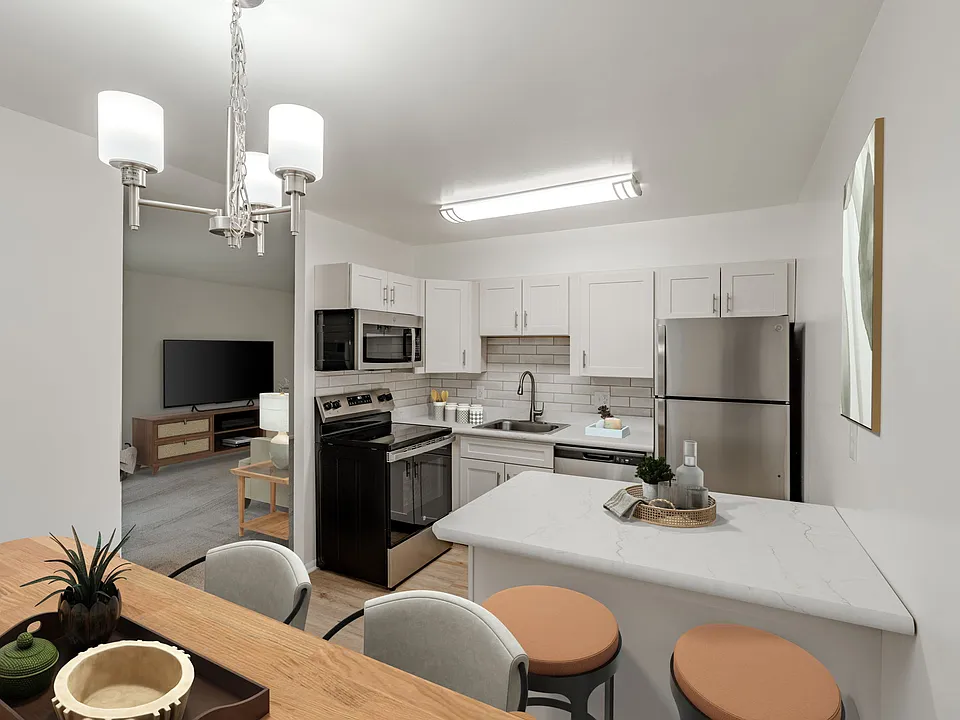 Prestige Kitchen Style (shown here in a 1-bedroom floor plan with staging)