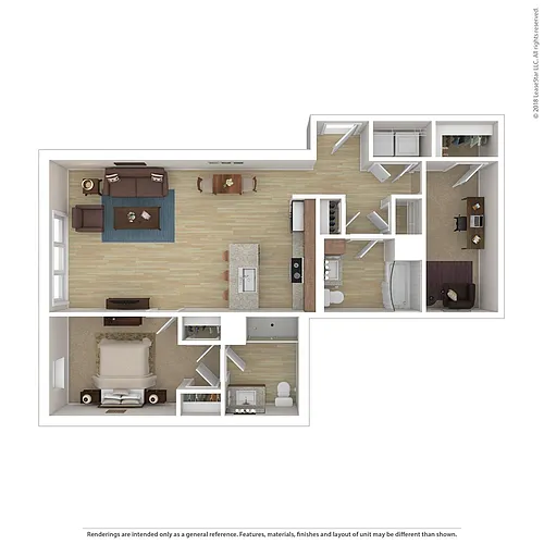 Floor plan Aria 1 Bedroom + Den B6