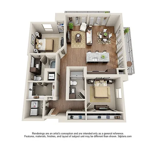 Floor plan Two Bedroom Two Bath - B3