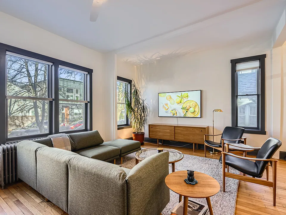 Large windows bring lots of light into the space.