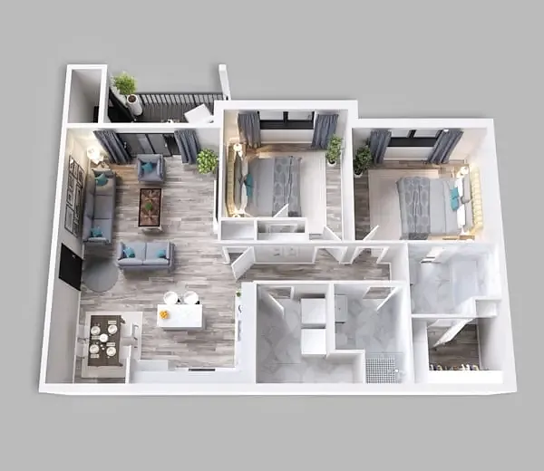 Floor plan Two Bed Two Bath