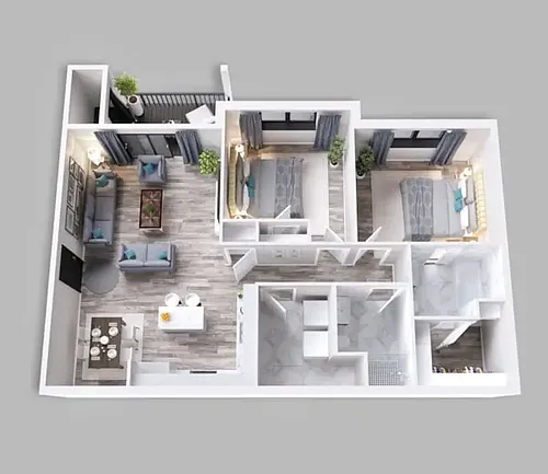 Floor plan Two Bed Two Bath