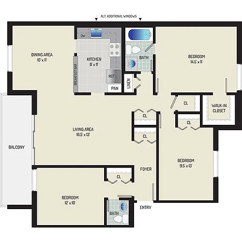 Floor plan 3 Bedrooms + 1.5 Baths