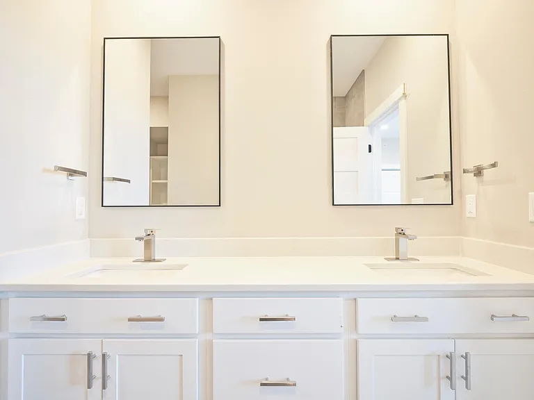 Double vanities and sinks.