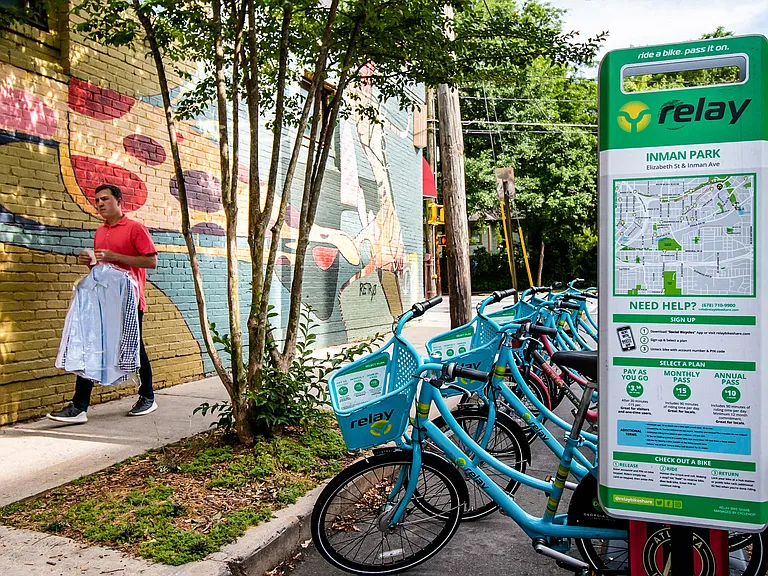 Pick up a Relay Bike Share at the Inman Park stop for an adventure in the Atlanta