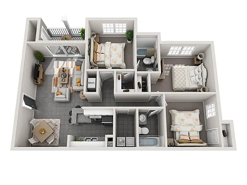 Floor plan C1: 3 Bed 2 Bath