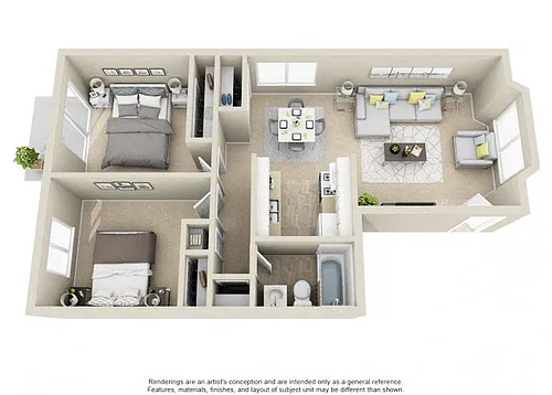 Floor plan 2 Bed 1 Bath III