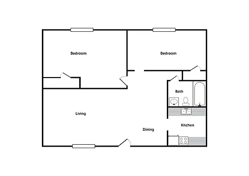 Floor plan 2 bedroom 1 bath