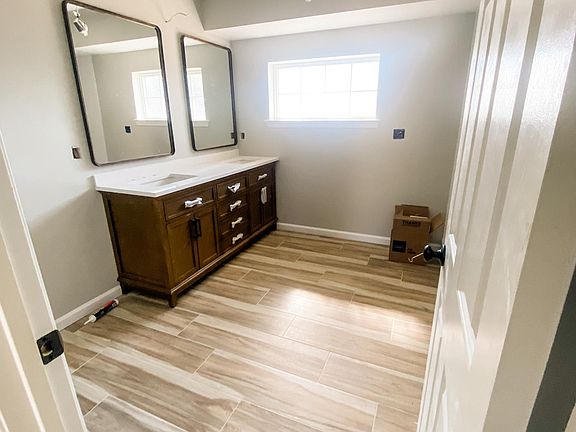 Master bath, mid-renovation. Finishing touches are being done right now. Walk in closet added off the bathroom and large walk in shower!