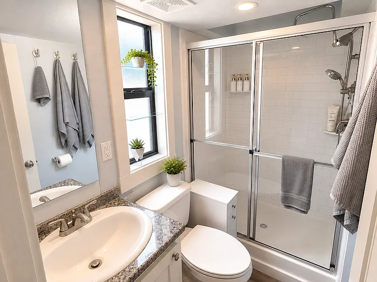 Refresh with a spa-inspired rain shower. Shampoo, conditioner, and body wash are ready when you arrive.