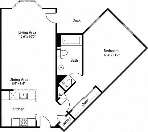 Floor plan 1J w/ Balcony Renovation 3