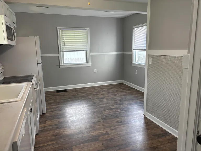 The view of the kitchen from the doorway