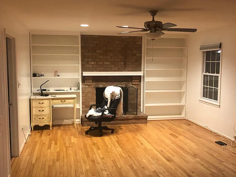family room with fireplace