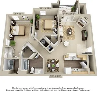 Estancia At City Center - The Ridge Crest - 2 Beds - 2 Baths - 1121 Sq. ft.