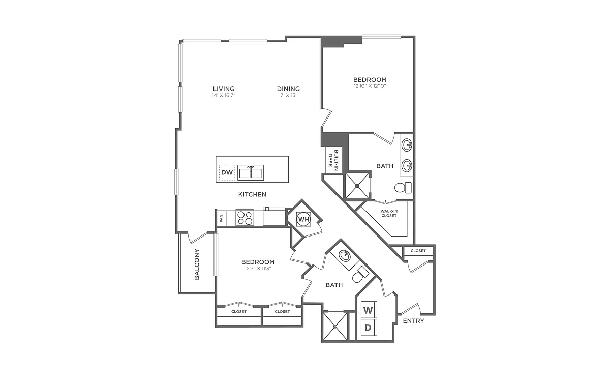 Floor plan 2 Bed/2 Bath - B16