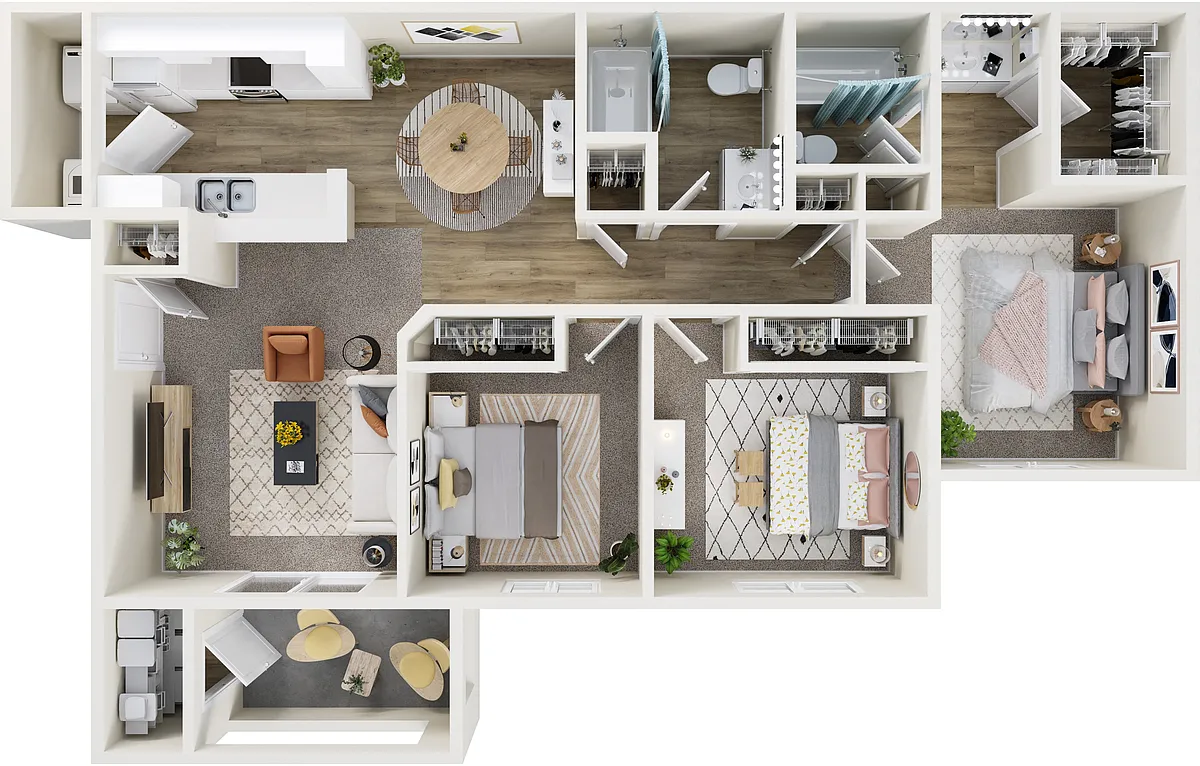 Floor plan Three Bedroom, Two Bath