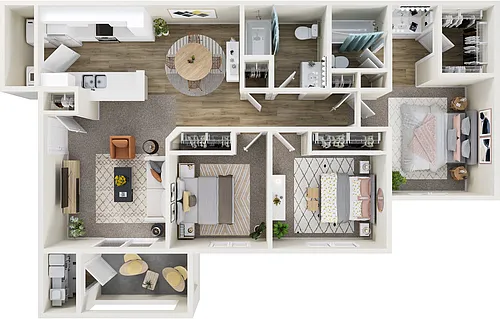 Floor plan Three Bedroom, Two Bath