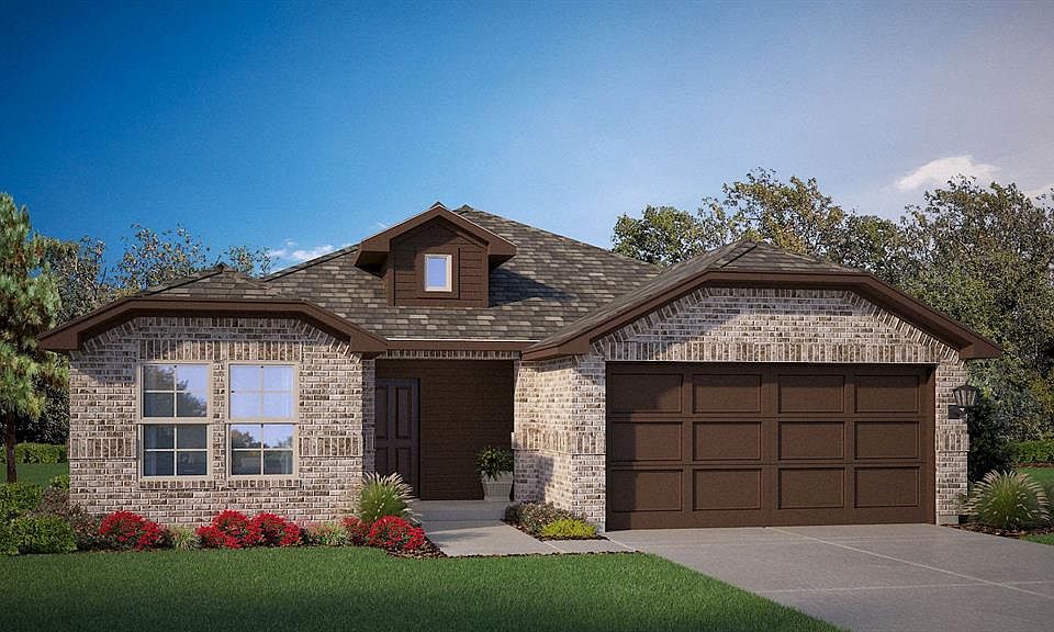 Front Elevation - D.R. Horton''s Denton floor plan elevation C- All Home and community information, including pricing, included features, terms, availability and amenities, are subject to change at any time without notice or obligation. All Drawings, pictures, photographs, video, square footages, floor plans, elevations, features, colors and sizes are approximate for illustration purposes only and will vary from the homes as built.