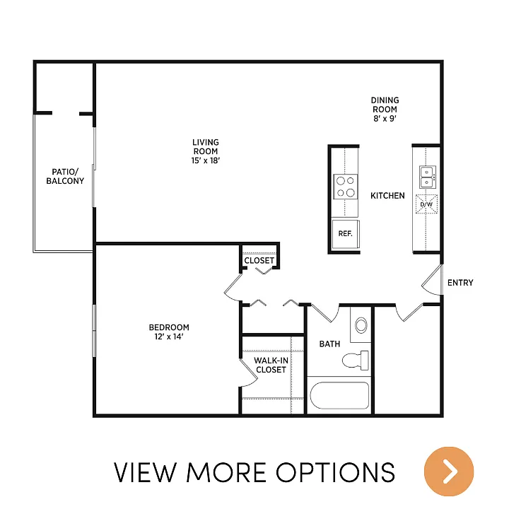 Floor plan 1 Bedroom, 1 Bath