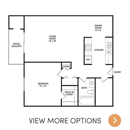Floor plan 1 Bedroom, 1 Bath