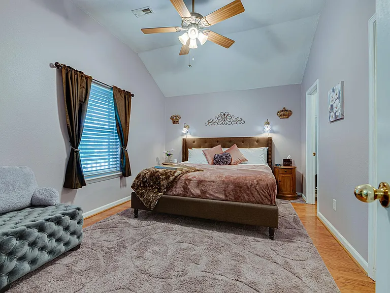 Master suite with walk-in closet, en suite bath and fabulous King bed. Separate from other bedrooms