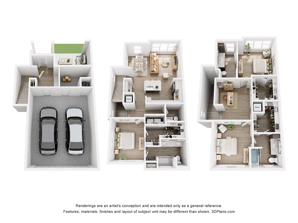 Floor plan 3 Bedroom Townhome