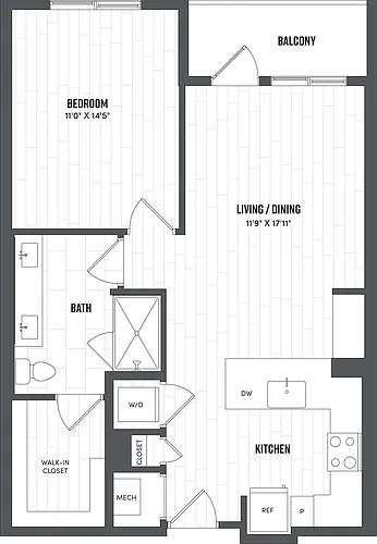 Floor plan 1 Bed/1 Bath-A8