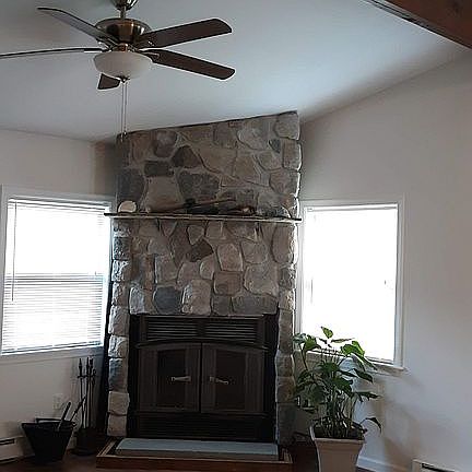 Stone fireplace