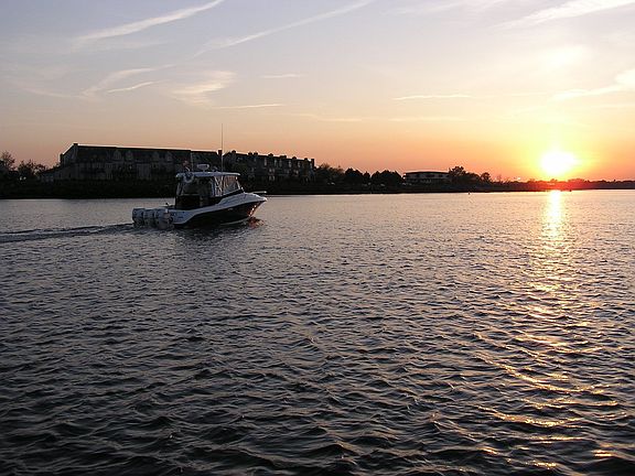Looking west to the condos at sunset