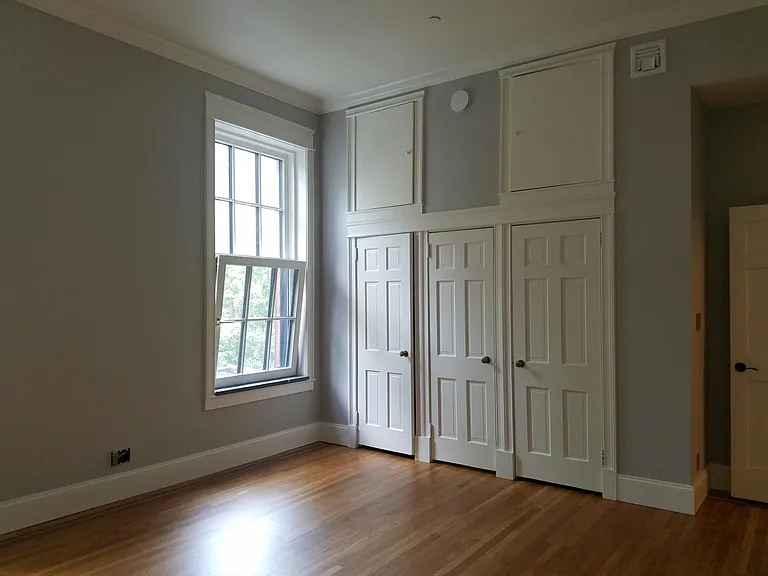 Master bedroom with lots of storage. 3-pane tilt-n-turn inswing windows- super quiet, no drafts at the windows. Super-insulated walls, very cosy. Wired for TV and data.