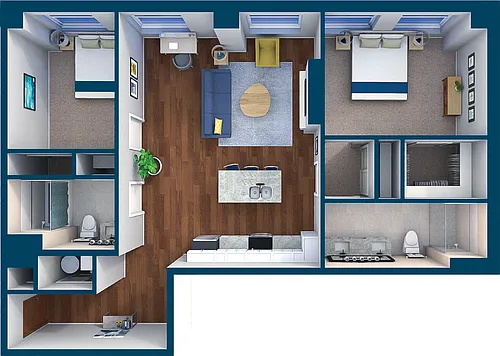 Floor plan Penthouse Suites - 2 Bedroom 2 Bath