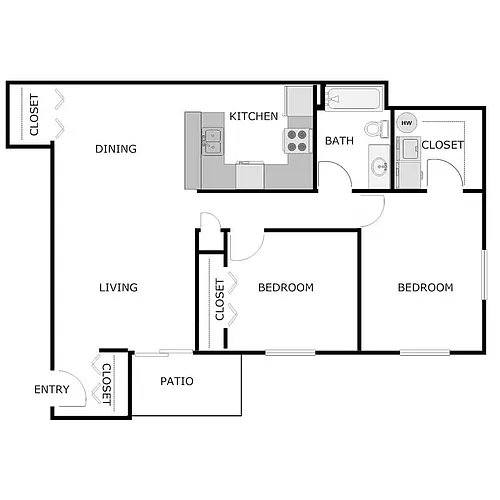 Floor plan 2 Bedroom 1 Bathroom - Lower