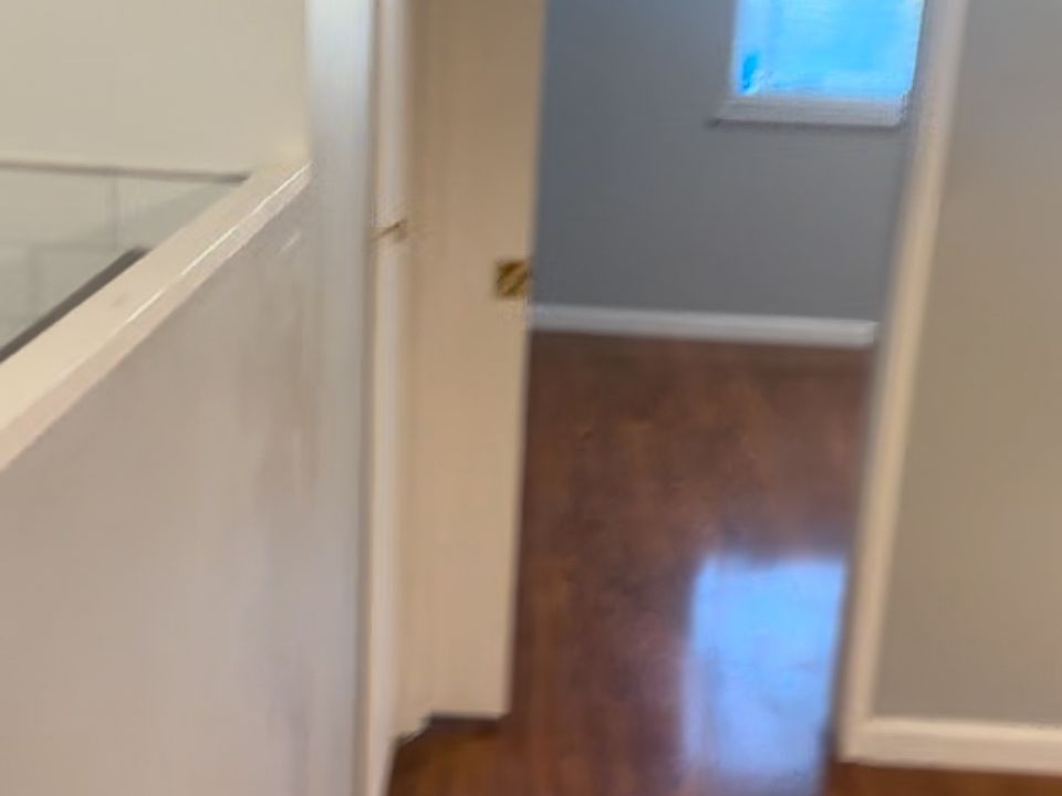 New flooring. View from living room into the bedroom