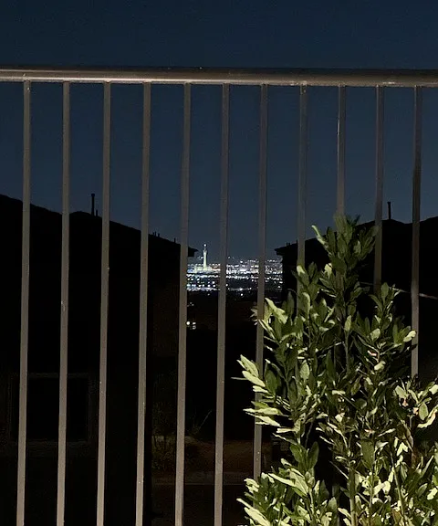 View of the Stratosphere/Vegas Strip from 1st floor dining and patio area