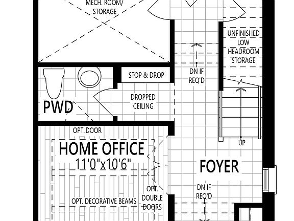 Home Office W Powder Room In Lieu of Recreation Room
