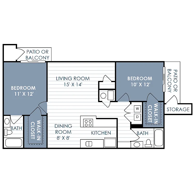 Floor plan 2 Bedroom 2 Bathroom